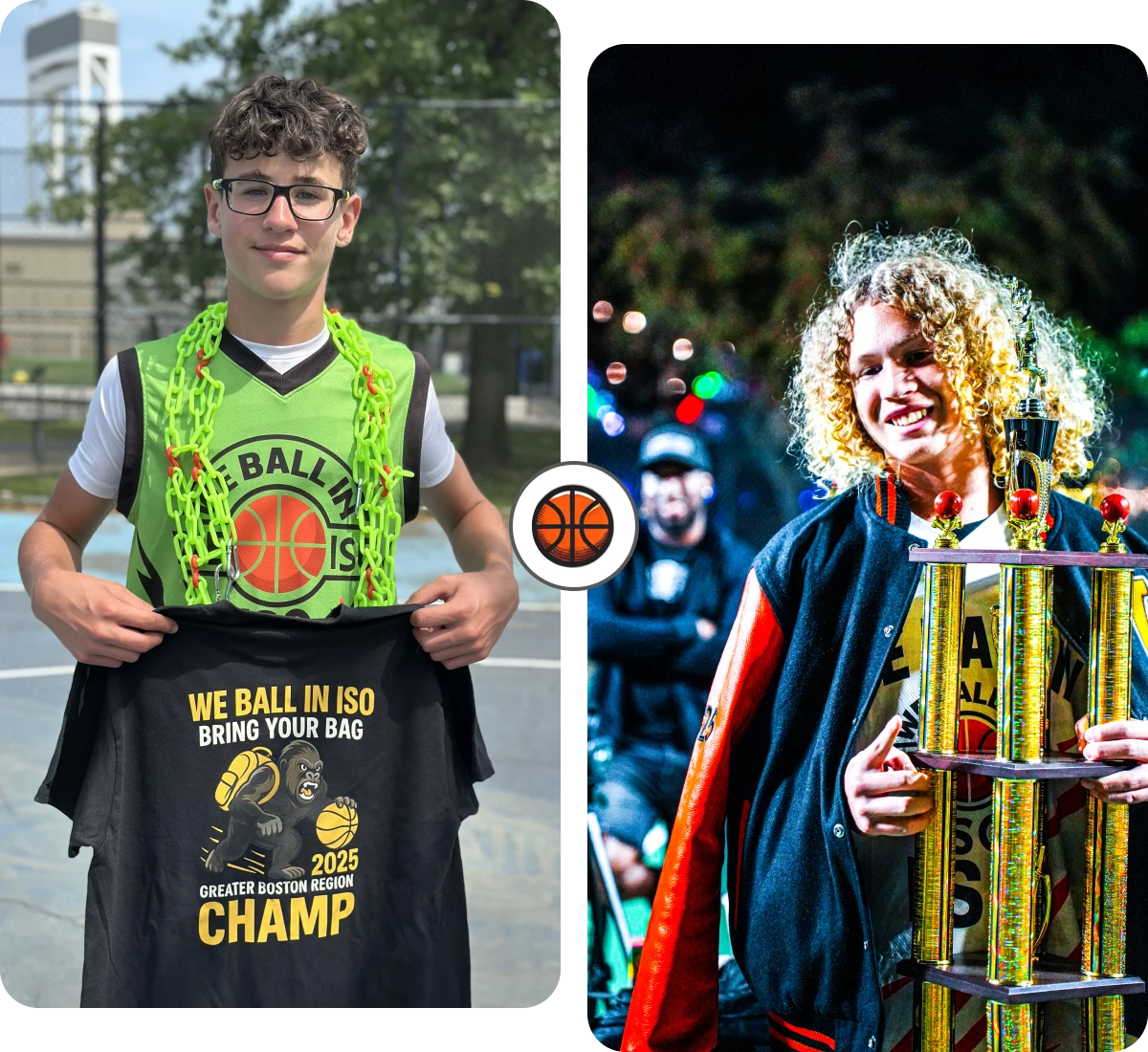 Player celebrating with trophy